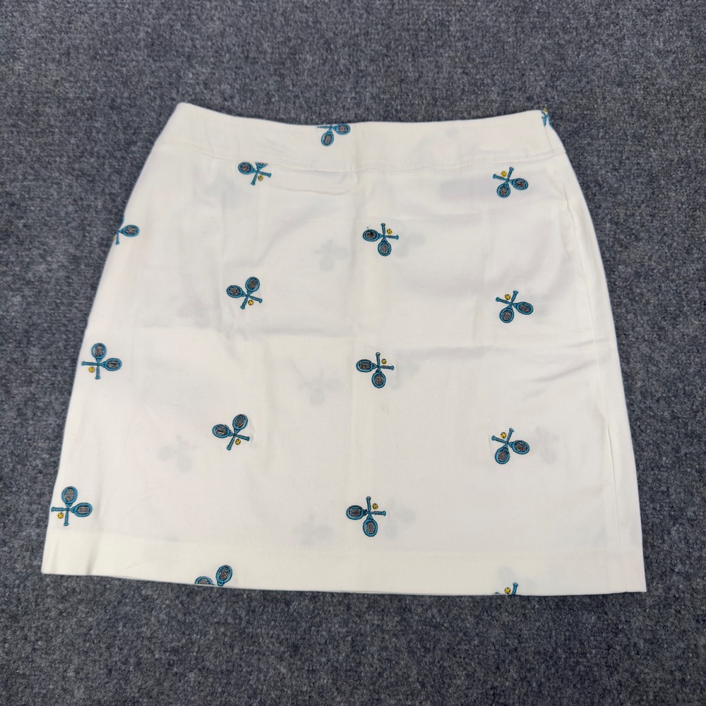Willi Smith Womens White Embroidered Tennis Racquet Mini Skirt Size 6